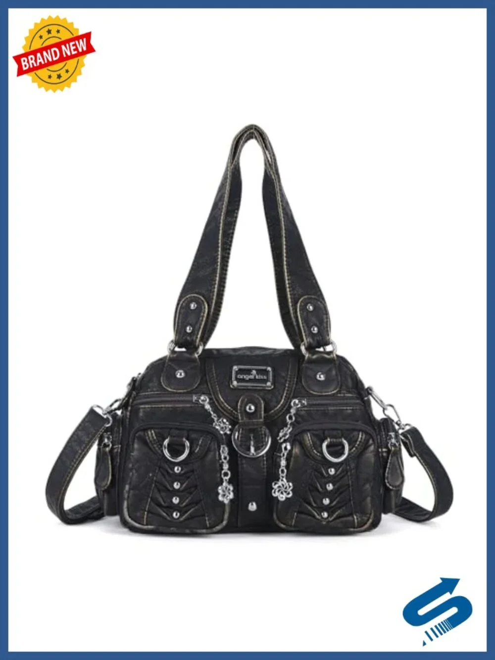 Vegan Leather Hobo Purse Shoulder Bag Crossbody Multipocket
